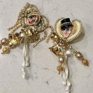 Rare lunch at the ritz bride and groom earrings